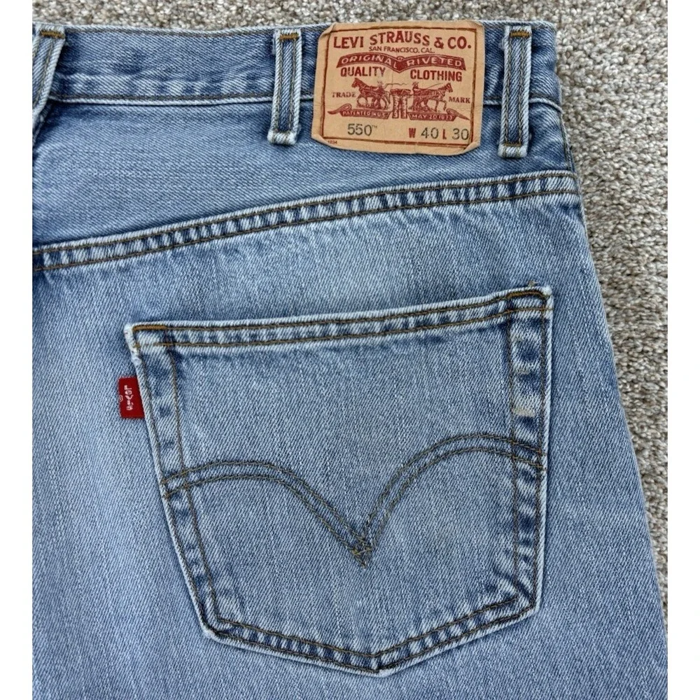 Vintage Levis 550 Jeans Mens 40x30 Blue Relaxed Fit 100% Cotton *Actual Waist 38